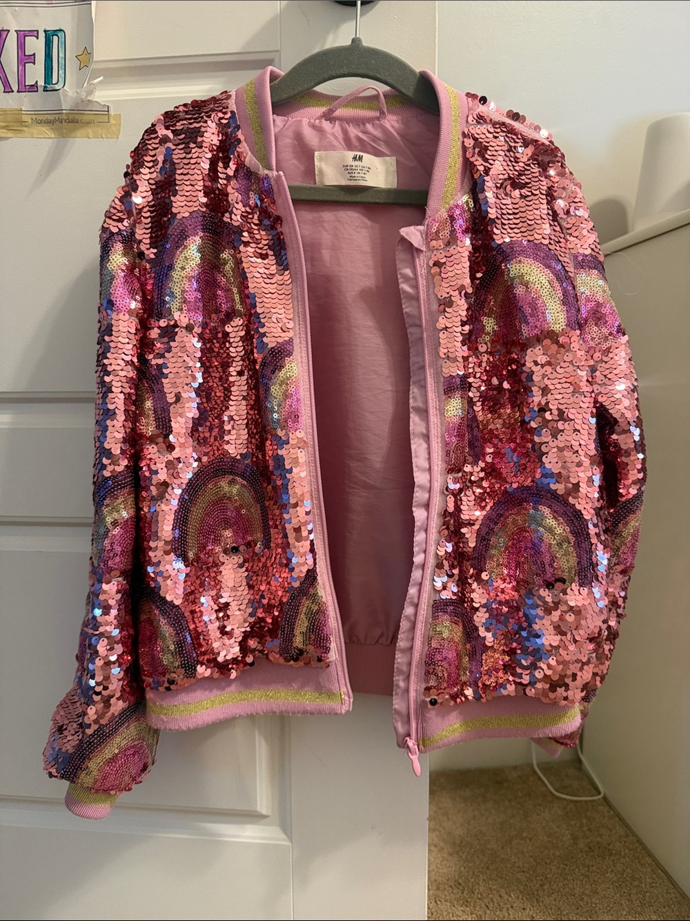 H&M Pink Sequin Rainbow Jacket